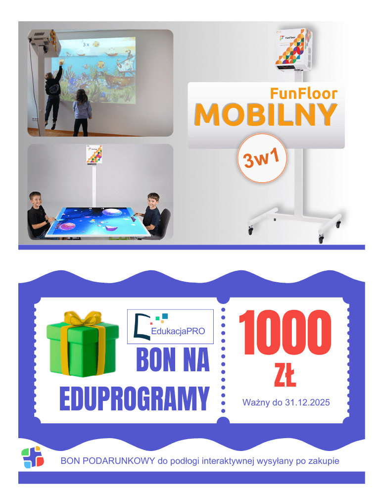 Interaktywna podłoga FunFloor MOBILNY 3w1